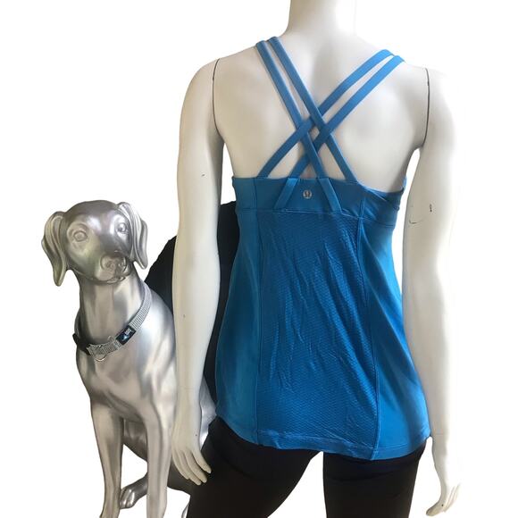 Lululemon Energy Paisley Strappy Back Blue Tank Top Women’s Size 8 - Picture 1 of 5